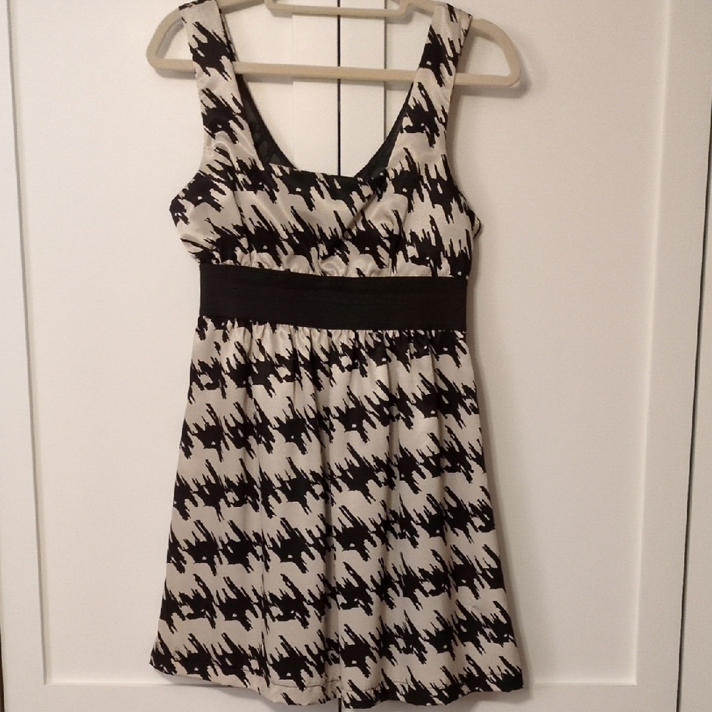 Ophelia & Co. Houndstooth Black & Cream Mini Dress Size L Y2K